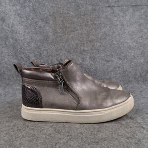Madden Girl Shoes Kids 1 Sneakers High Top Metallic Zip Casual Trainer Grey